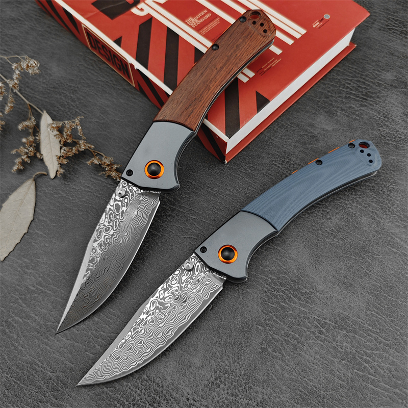EDC Pocket 15080 Hunt Crooked River Folding Knife Clip Point Damascus Blade G10/Red Wood Handles Outdoor Tacticals Self Defense Hunting Camping Knive  - view 7