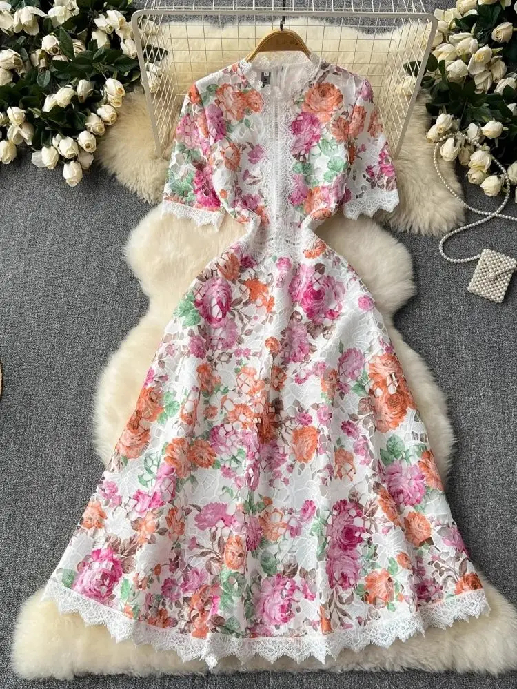 Dresses Summer Holiday Beach Sexy Hollow Out Embroidery Dress Women's Spaghetti Strap Single Breasted Ruffles Backless Long Vestidos