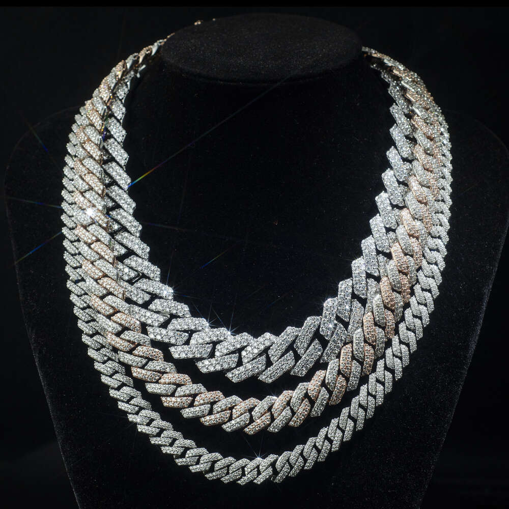 Custom Iced Out Sterg Pendant Moissanite Dia Designer Fashion Necklaces Sier Miami Cuban Chain GRA 14mm 2 Rows Gold Hip Hop Necklace Jewelry for Men