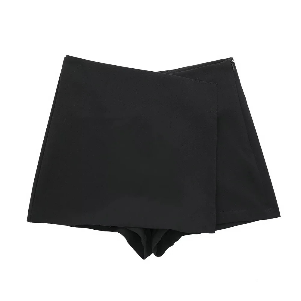 TRAF Woman High waist Shorts Skirts Asymmetric Black Pink Mini Skirt Autumn Fashion shorts 240507