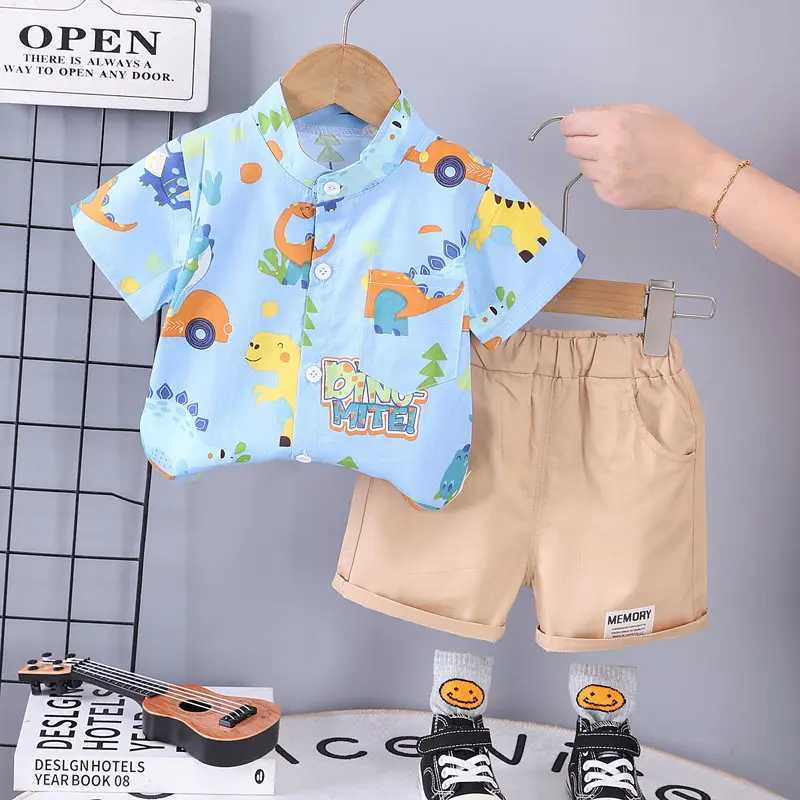 Clothing Sets Children Cotton Summer Clothes Baby Boy Cartoon Printe Dinosaur T Shirts Shorts 2Pcs/Set Infant Kids Fashion Toddler Tracksuits H241214