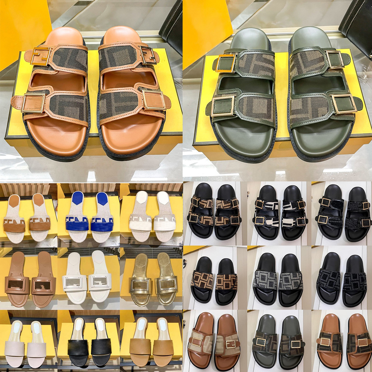 Men Women Designer Slippers Sliders Summer Fashion Sandals Beach Luxury Brand Ladies Flip Flops Classic Loafers Brown Black White Slides Chaussures Shoes
