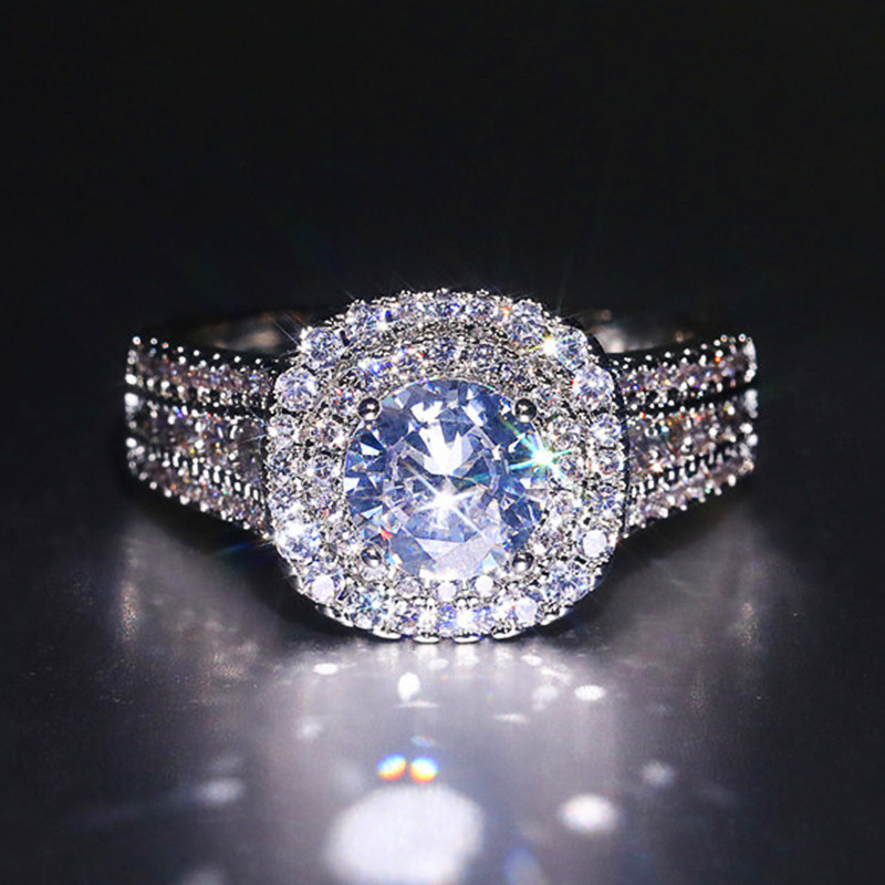 S Sterg Sier Wedding Band: urious Round Cut 5A Cubic Zirconia CZ Dia Ring