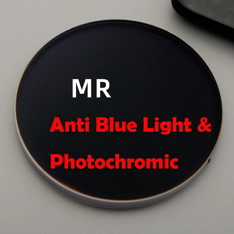 1.60 MR-8 Super Tough Anti Blue Light Radiation Lenses rimless Frameless Trimming 1.61 Anti Blue Light Discoloration Glasses 240514
