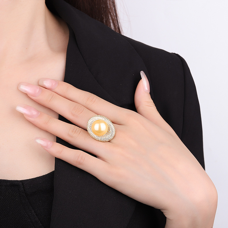 Fashion Multi-color Choices White Orange White Color South Sea Shell Pearl Ring Jewelry