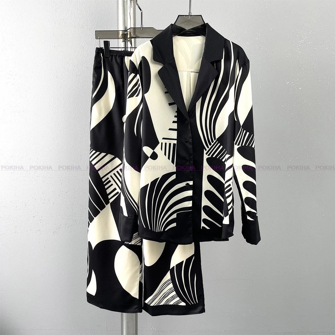 Women Digital Print 2 Piece Set Long Sleeved Top Loose Pants Suit Fashion Streetwear Blouse Shirt Outfits Plus Size Oversize 3XL 240514