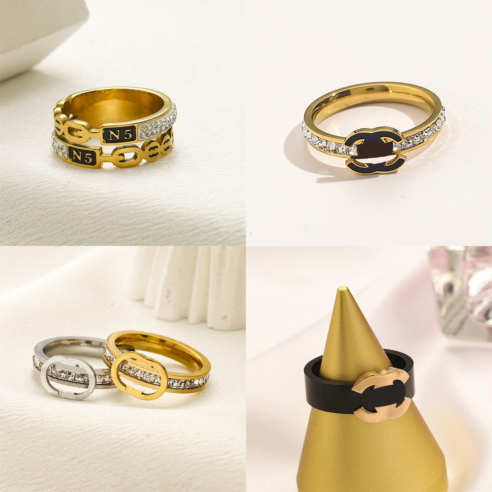 for Gold Women Designer Plated Double Letter Designers Rings Classic Style Stainless Steel Ring Wedding Party Gift Jewelry 20Style s 20