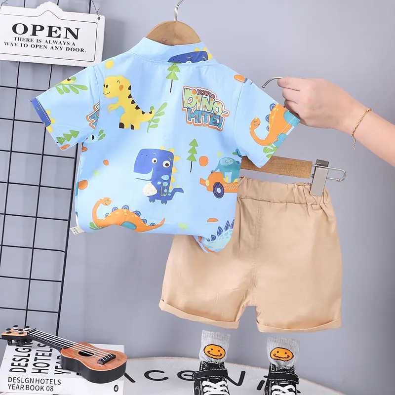 Clothing Sets Children Cotton Summer Clothes Baby Boy Cartoon Printe Dinosaur T Shirts Shorts 2Pcs/Set Infant Kids Fashion Toddler Tracksuits H241214