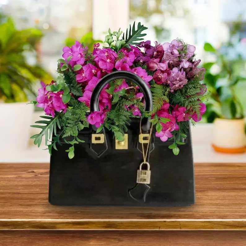 Vases Vases Purse Vase Unique Flower Vase Colorful Handbag Vases Vibrant Flowers Vase Cool Home Decor Gift Purse Container J240515 H250116