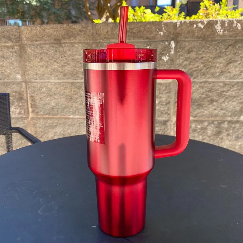40 OZ Stainless Steel Vacuum Insulated Tumbler Cups With Lids And Straws Handle Straw Leakproof Flip Coffee Mugs Drop 240509