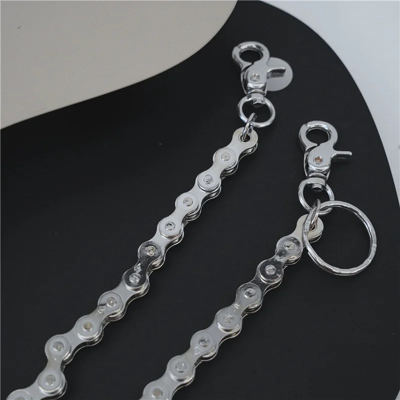 Punk Rock Unique Metal Minimalist Bicycle Chain Keychains for Men Women Trendy Hip Hop Waist Pants Chain Jeans Skirt Jewelry 240516