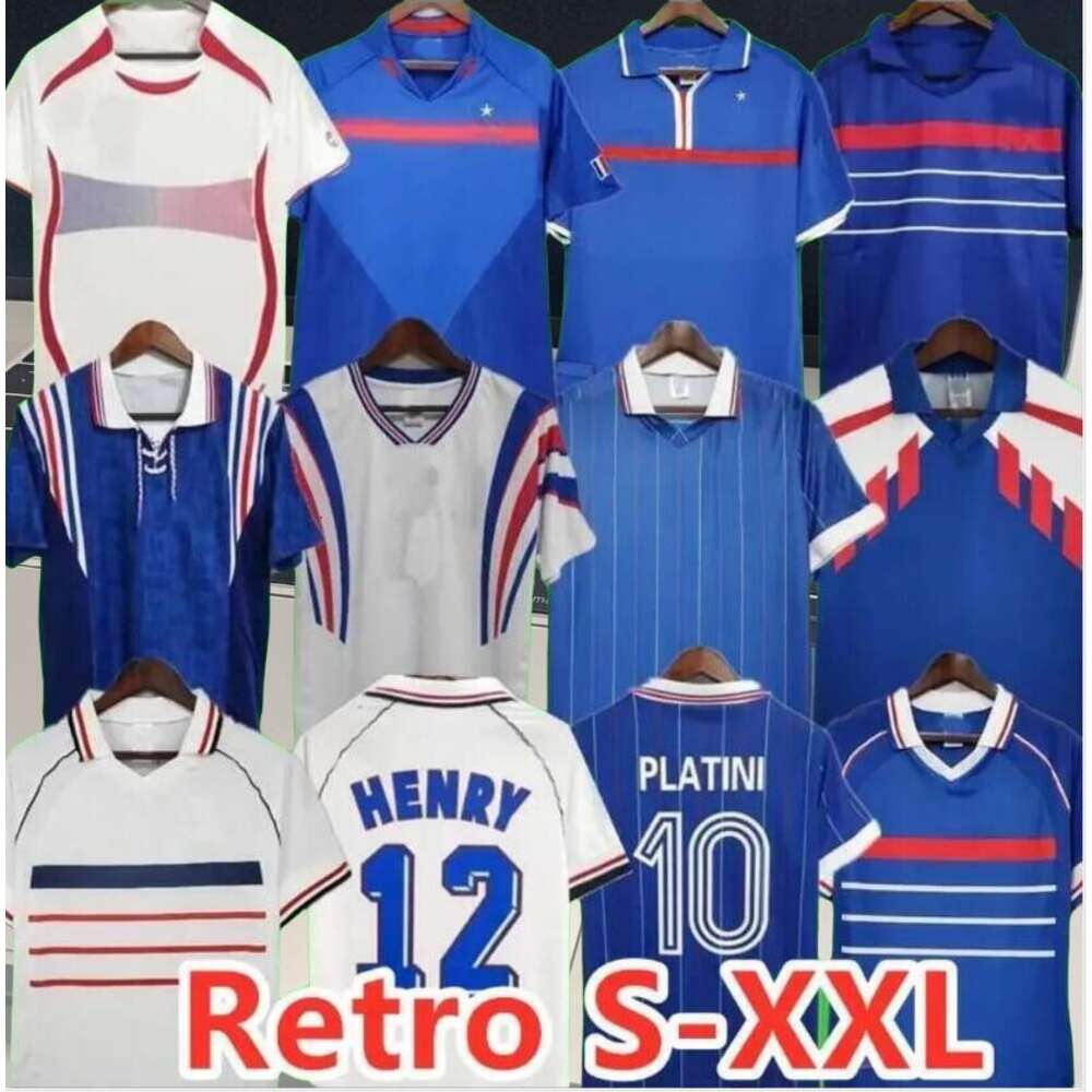 1998 frnchS Retro Soccer jerseys 1982 84 86 88 90 96 98 00 02 04 06 ZIDANE HENRY MAILLOT DE FOOT REZEGUET Vieira Football shirt french Classic Vintage Jersey