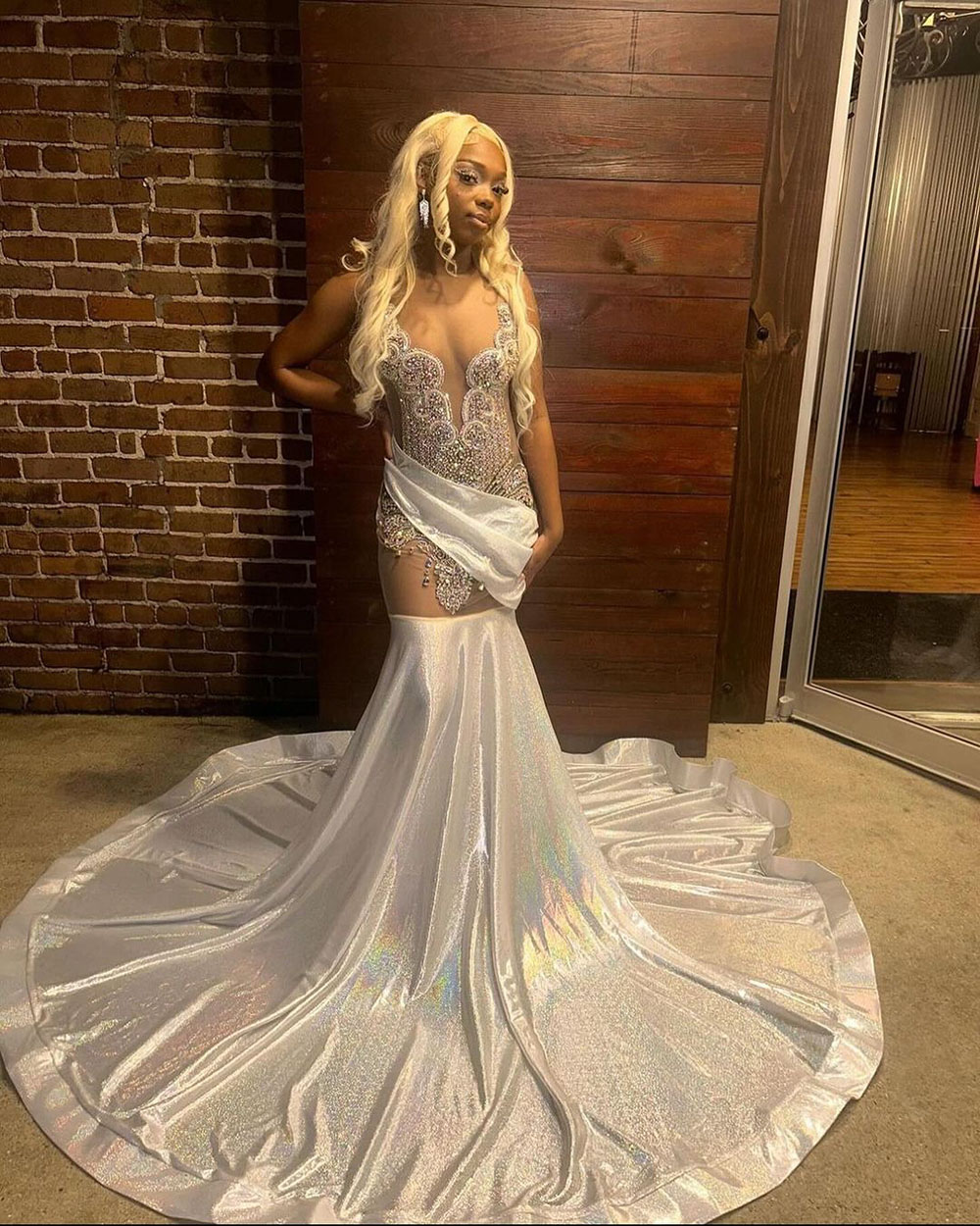 White African Crystal Mermaid Evening Dresses Luxury 2024 Birthday Gala Party Dress For Women Plus Size Prom Dress