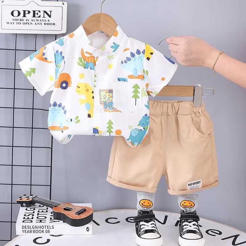 Clothing Sets Children Cotton Summer Clothes Baby Boy Cartoon Printe Dinosaur T Shirts Shorts 2Pcs/Set Infant Kids Fashion Toddler Tracksuits H241214