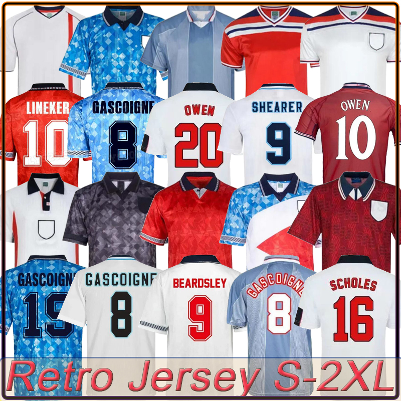 GASCOIGNE SOUTHGATE Retro Soccer Jerseys England 1990 96 Euro SHEARER OWEN 98 Kids Vintage Football shirts ROONEY GERRARD LAMPARD 2000 02 04 Classic Football Kit