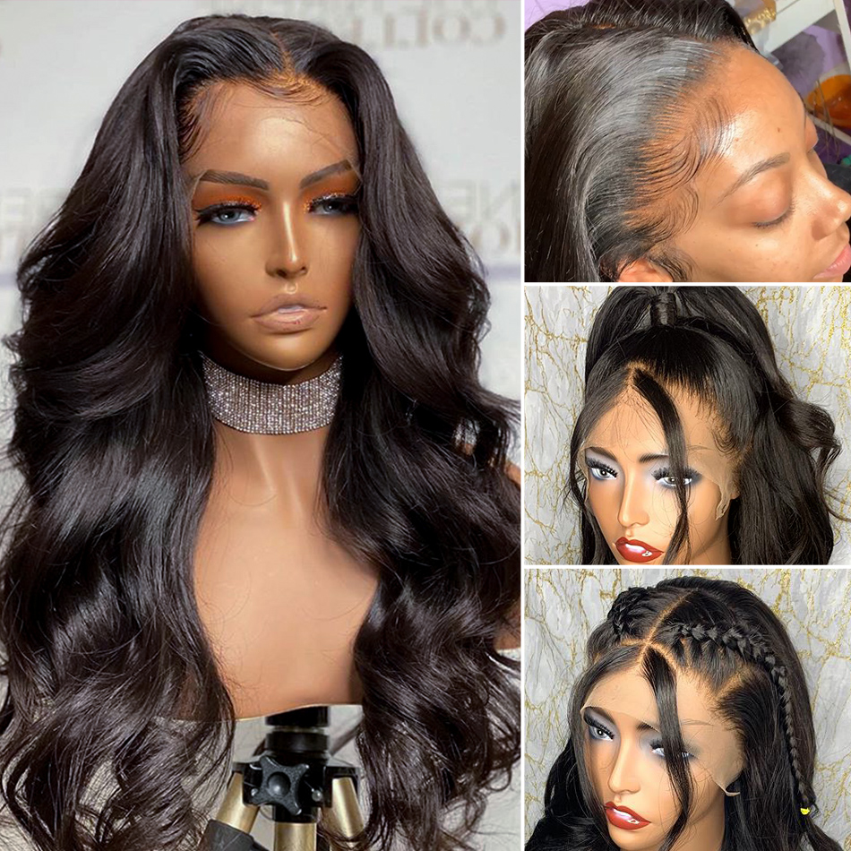 Free Part Glueless Pervian 13x4 Lace Frontal Wigs Dark Auburn /Ginger Orange Colored Simulaiton Human Hair Body Wave Wigs Transparent Lace Closure Wig