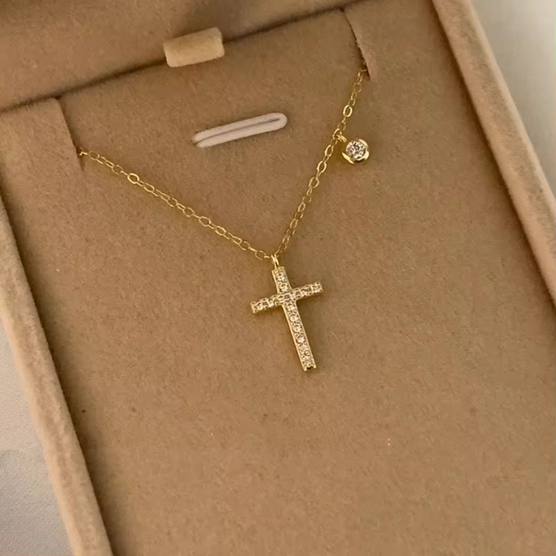 Cross Necklace Fashion Jewelry 925 Sterling Silver 14k Gold Plated Cross Pendant Necklace Jewelry