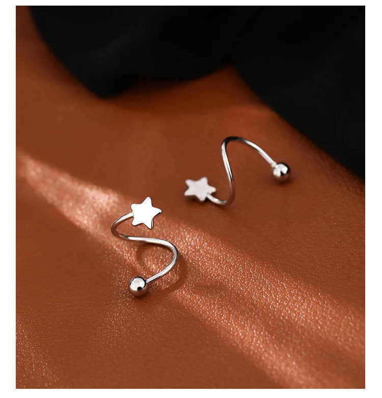 2 Pieces Stainless Steel Piercing Screw Ball Star Ear Bone Rotating Line Wave Mini Stud Unusual Earrings Adjustable 240511