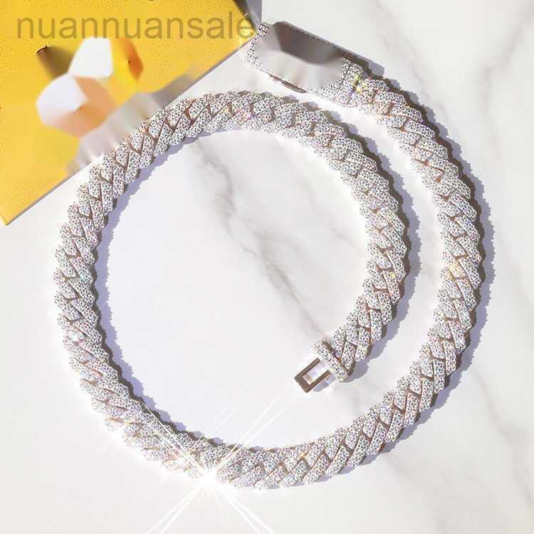 Yu ying Pass diamond test 8-14mm Wide GRA Moissanite diamond 18k gold Sterling Silver Cuban link chain for Men Hip Hop Necklace