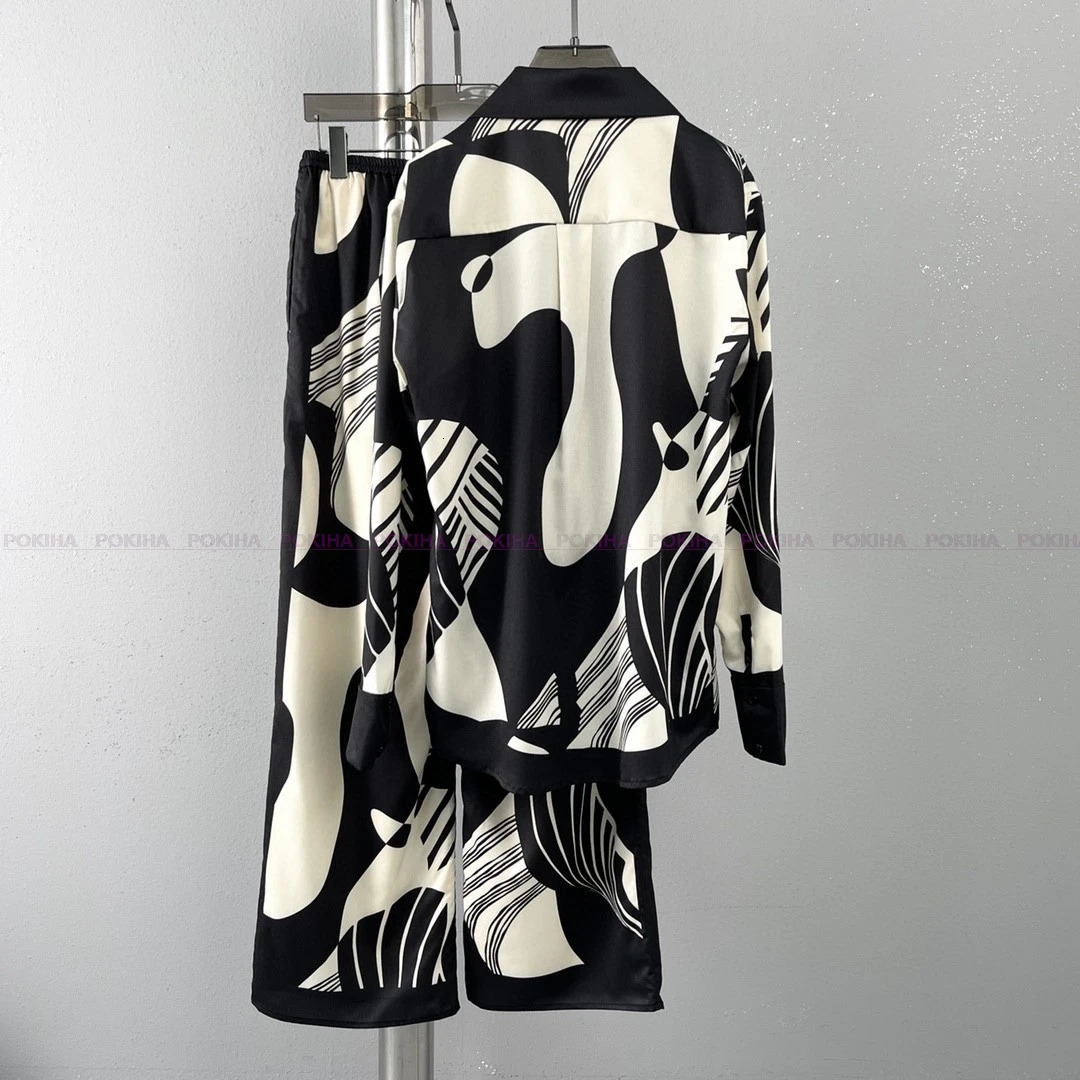 Women Digital Print 2 Piece Set Long Sleeved Top Loose Pants Suit Fashion Streetwear Blouse Shirt Outfits Plus Size Oversize 3XL 240514