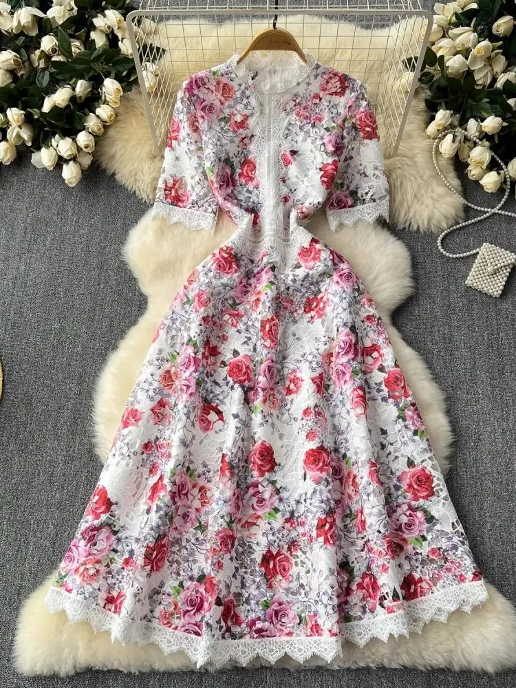 Dresses Summer Holiday Beach Sexy Hollow Out Embroidery Dress Women's Spaghetti Strap Single Breasted Ruffles Backless Long Vestidos