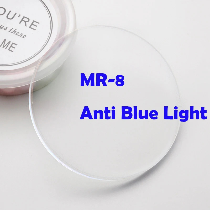 1.60 MR-8 Super Tough Anti Blue Light Radiation Lenses rimless Frameless Trimming 1.61 Anti Blue Light Discoloration Glasses 240514