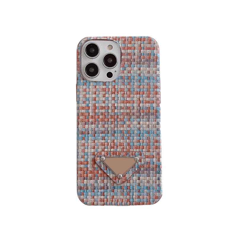 phone case 14 13 Pro Max Designer Phone Cases for Apple 12 11 XR XS 8 7 15 Plus Dhgate Weave Pattern PU Leather Mobile Cell Bumper Covers Fundas Coque Velvet Lined Rainbow