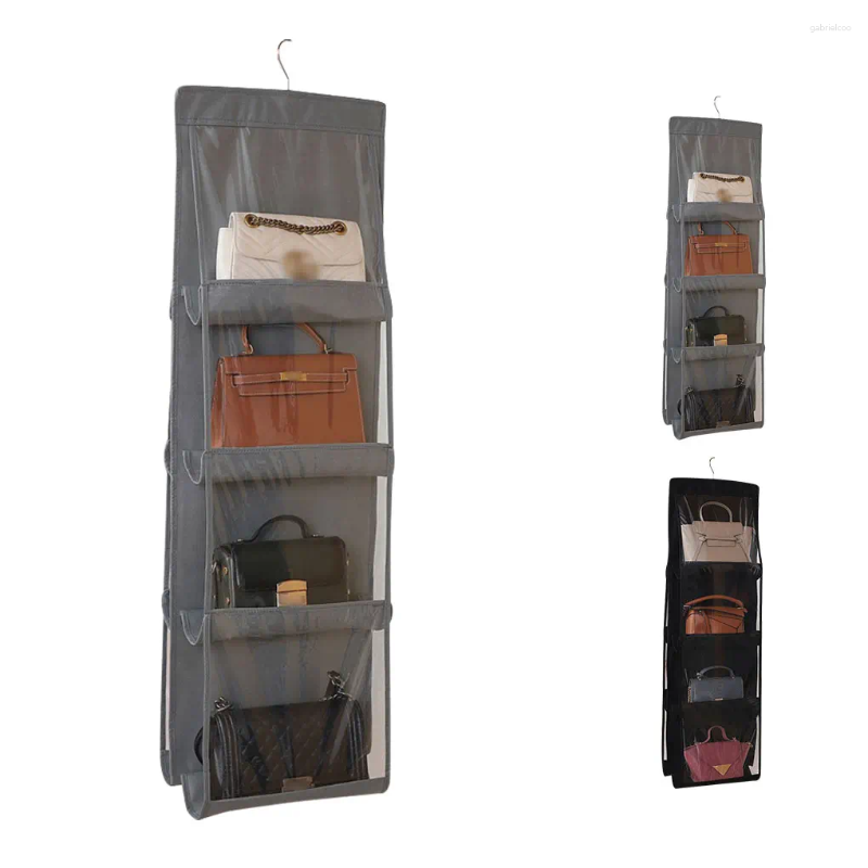 Storage Boxes Hanging Handbag Organizer Non-woven Holder PVC Purse Closet 8 Pocket