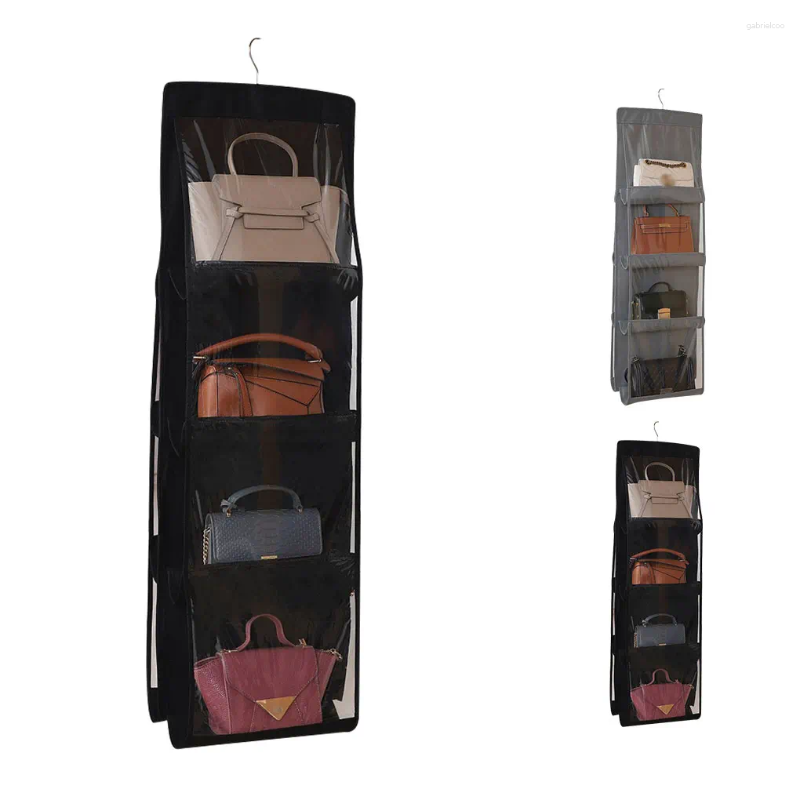 Storage Boxes Hanging Handbag Organizer Non-woven Holder PVC Purse Closet 8 Pocket