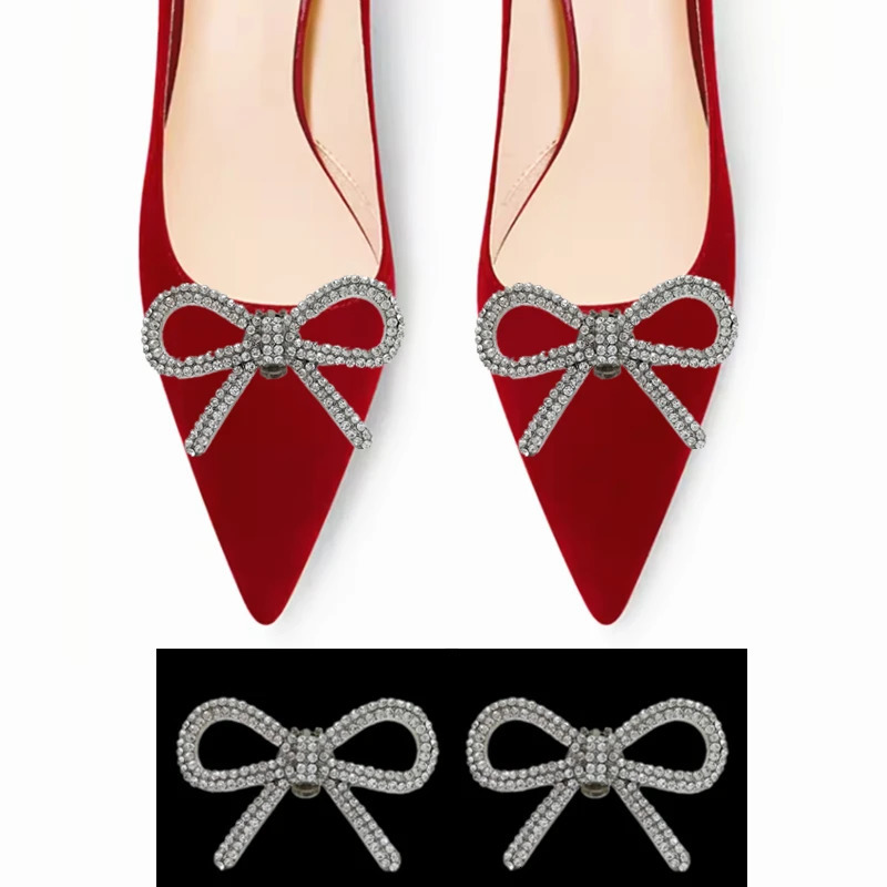 2Pcs Butterfly shaped Rhinestone Shoe Buckles For High Heels Decoration Detachable Metal Crystal DIY Accessories 240520