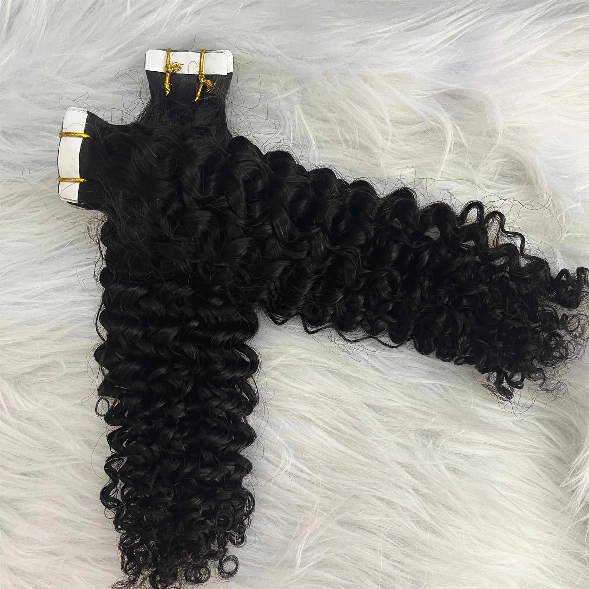 Tape in Hair Extension Remy Brazilian Human Hair #1B Black Kinky Curly Skin Weft Invisible Tape ins Extensions 100g/40pcs