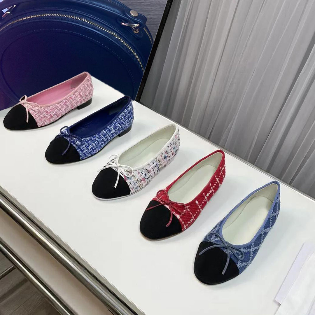 women Dress shoes designer Ballet shoes Spring Autumn leather bow fashion woman Flat boat shoe Lady Lazy dance Loafers womens SHoes size 34-41-42 With box Leather sole