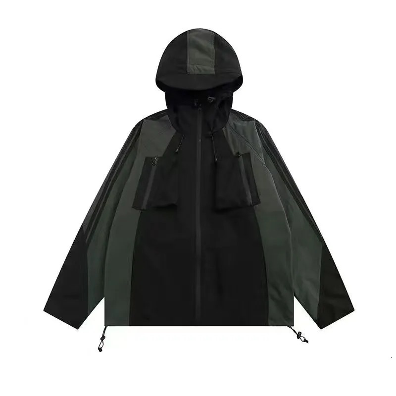 Deeptown Streetwear Techwear jacket for womens windproof retro Anorak Harajuku oversized zippered hood Korean comments on many clothing items 240516