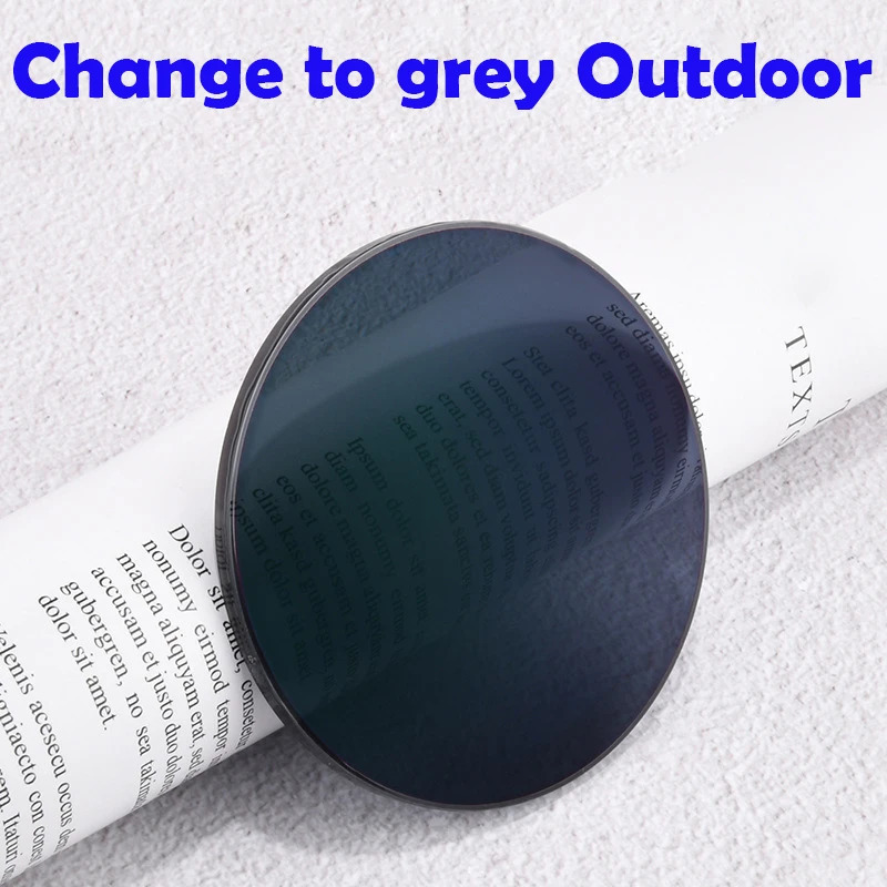 1.56 Anti Blue Light Discoloration Lenses 1.61/1.60 Film Pochromic Glasses 1.67 Myopia Presbyopia Aspherical Transition Grey 240514