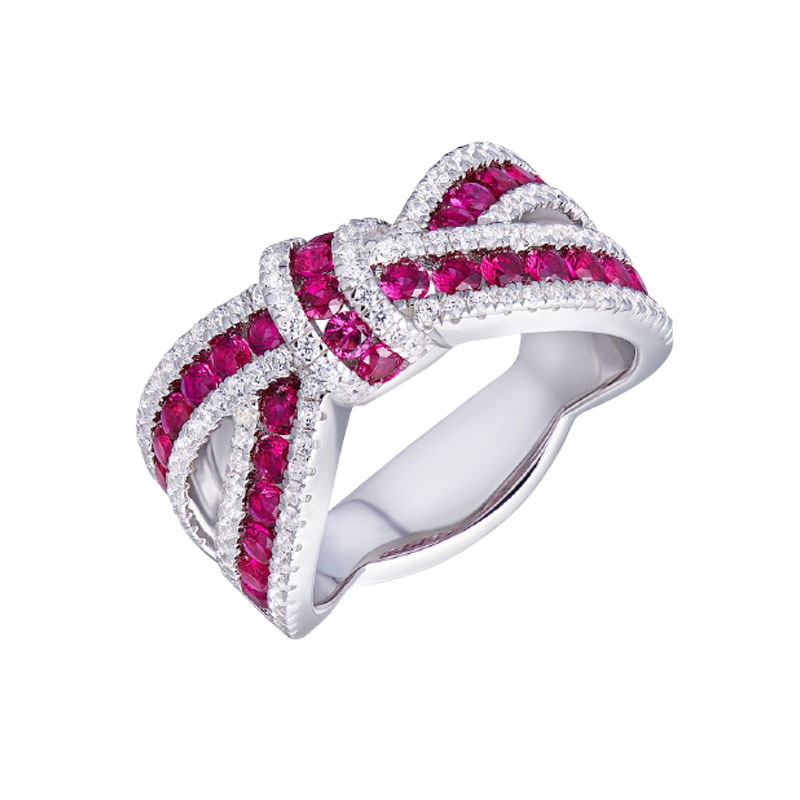 2024 Choucong Brand Wedding Rings Classical Jewelry 925 Sterling Silver Blue Sapphire Round Cut Zircon CZ Diamond Elegant Bow Women Cross Band Ring Gi