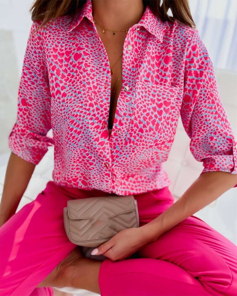 2024 Women's Spring and Autumn Top Long Sleeve Printed Shirt Female F52028
