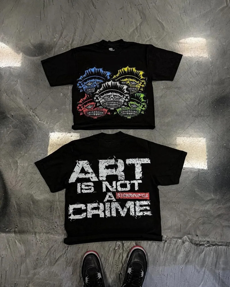 European and American Street Clothing Letter Portrait Printed Tshirt Men Y2k Harajuku Fashion Oversized Shortsleeved Women 240518