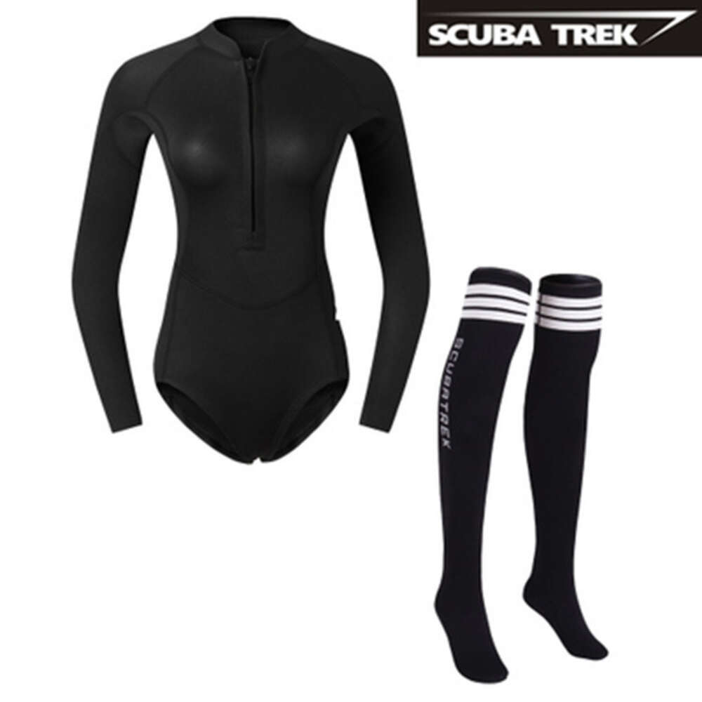 2mm aron female one-piece surfing long sleeved top, floating diving mother suit, warm, cold and sun protection set H520-228