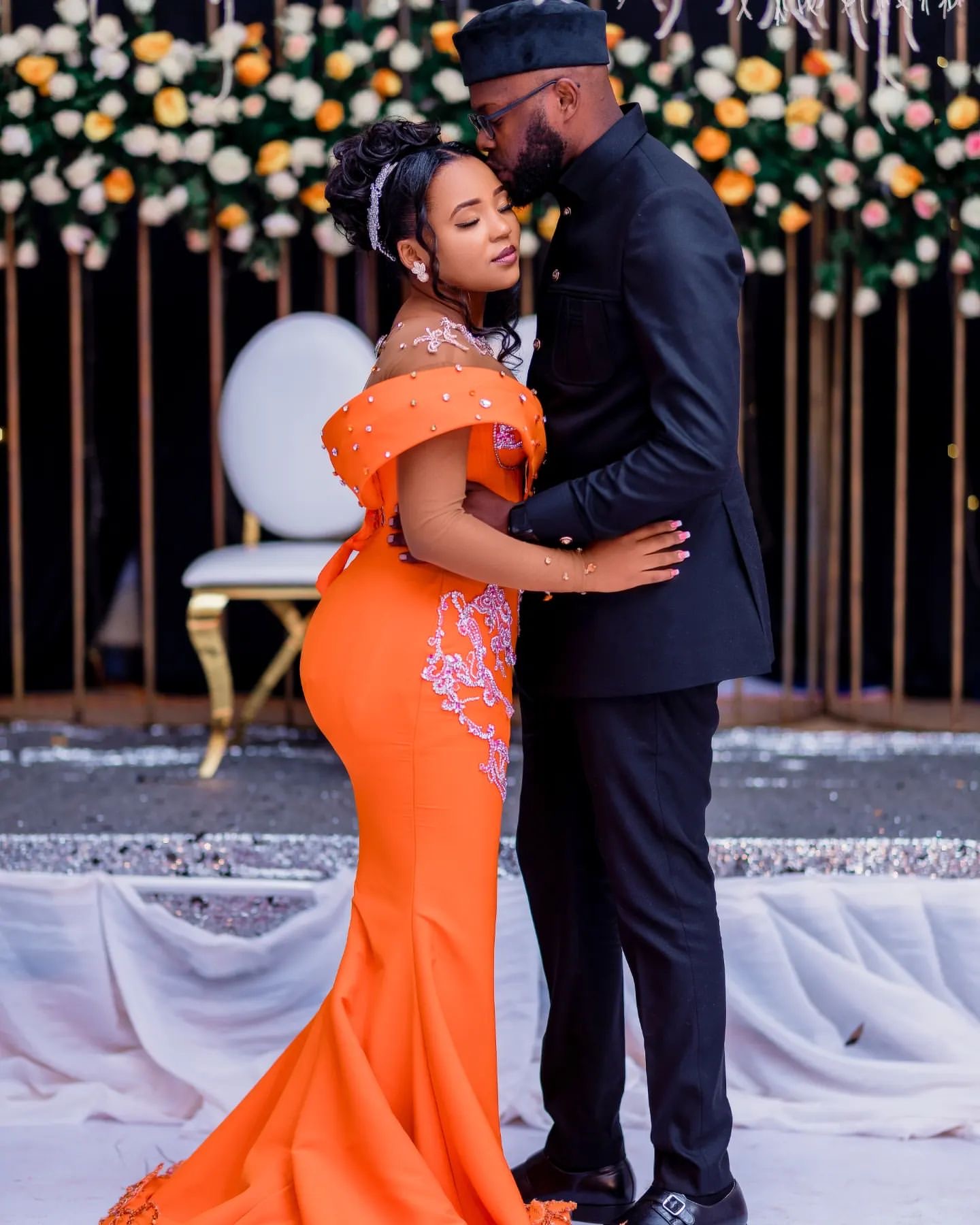 2024 Aso Ebi Orange Mermaid Prom Dresses Lace Beaded Crystals Evening Formal Party Second Reception Birthday Engagement Thanksgiving Dress Gowns ZJW05