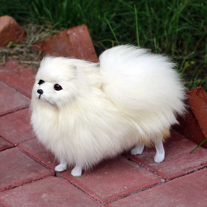 Stuffed Plush Animals 27cm Pomeranian Dog Simulation Plush Toys Lifelike Dogs Stuffed Animal Dolls Kaii Toys for Children Birthday Christmas Gift