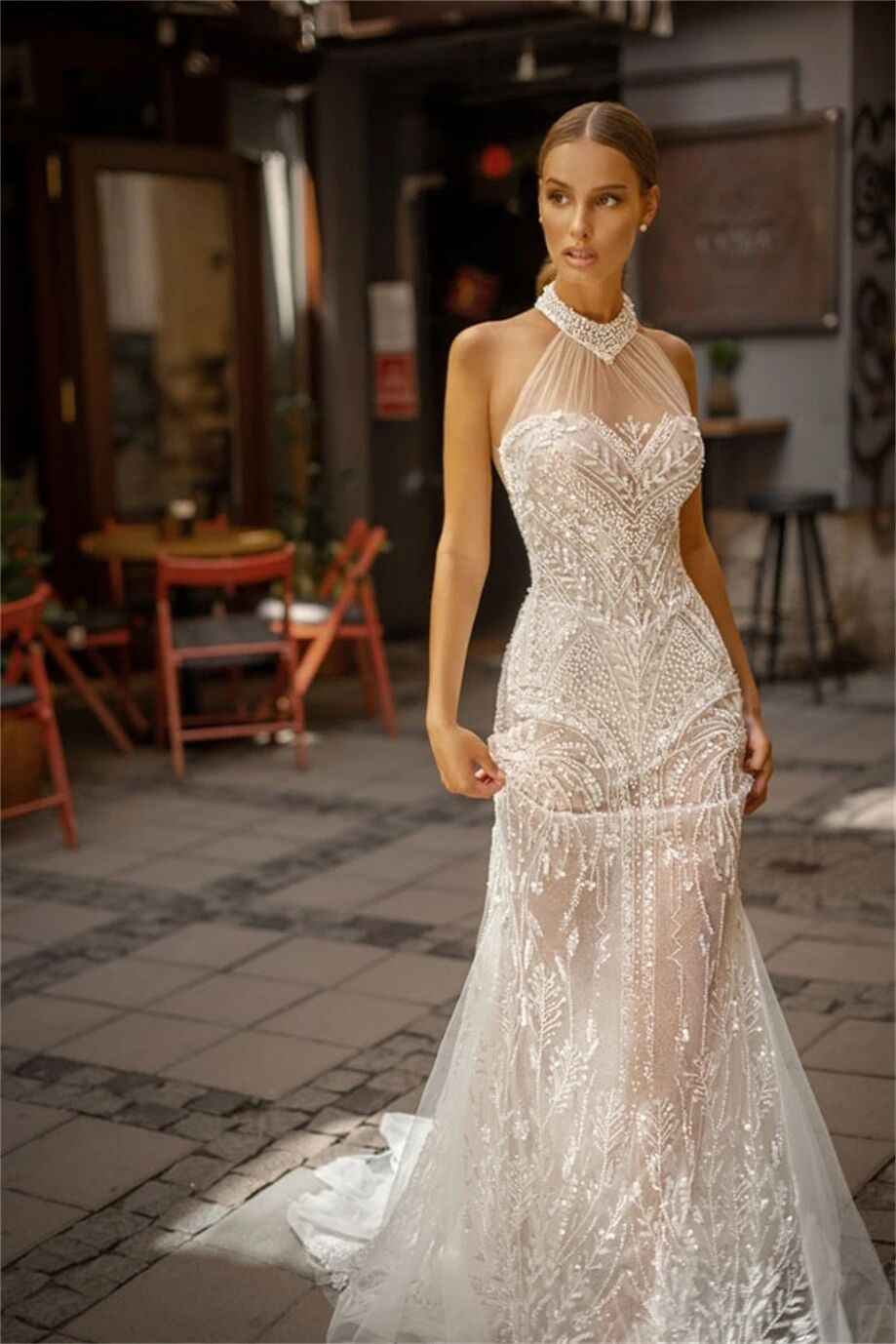 Classic Mermaid Wedding Dresses Illusion Lace Tulle Bridal Gowns Sequins Backless Custom Made Sleeveless Vestido de novia Plus Size