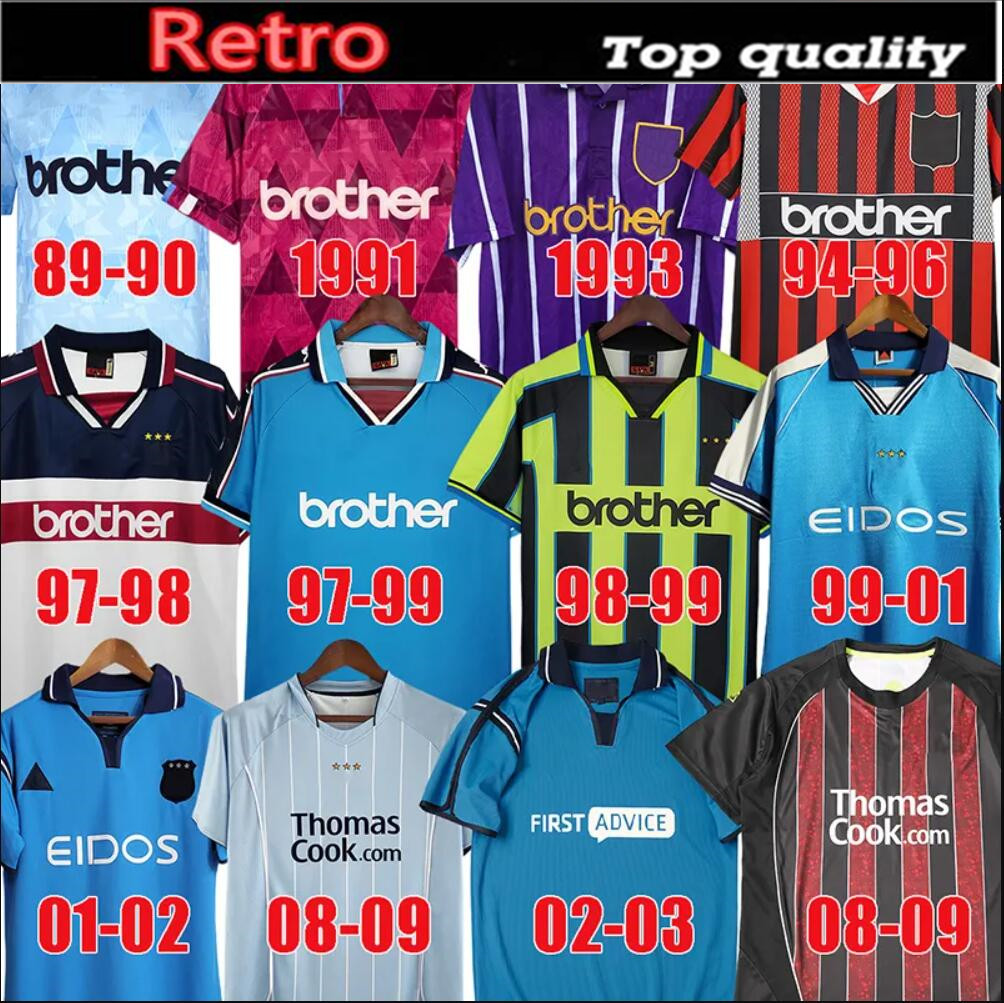 Mans Retro Soccer Jerseys 72 97 98 99 00 11 12 1998 1999 2000 2011 2012 Haaland Gallagher CITIES WEAH Tevez Kun Aguero Dzeko Kompany Vintage Shirts Classic 88