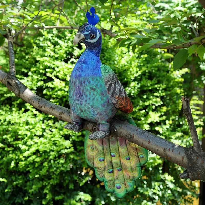 Stuffed Plush Animals Realistic Cute Peacock Plush Toy Simulated Blue Crowned Peacock Plushies Dolls Stuffed Animals Anime Soft Kids Toys Home Decor