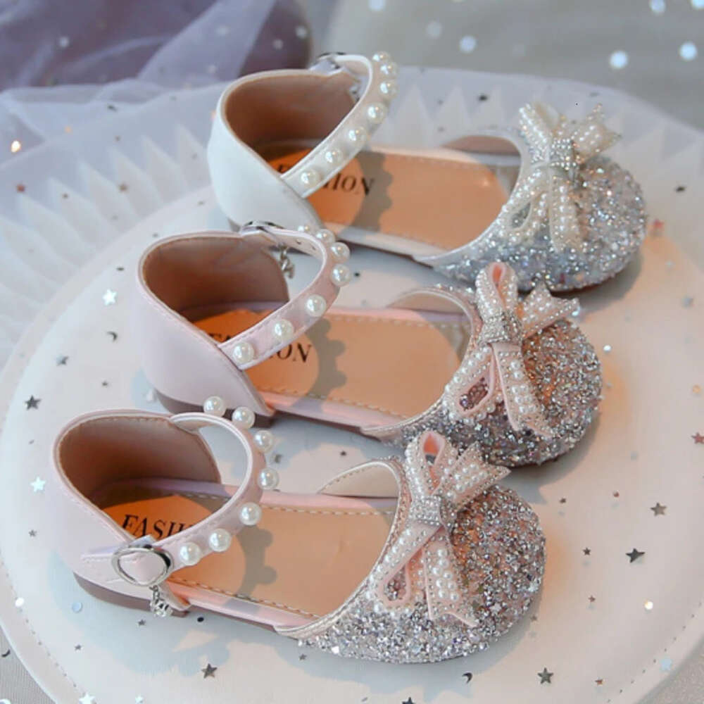 New Kids Sandal Summer Rhinestone Bowknot Princess Shoes Girls Fashion Elegant Children Dress Flat Sandals for Party