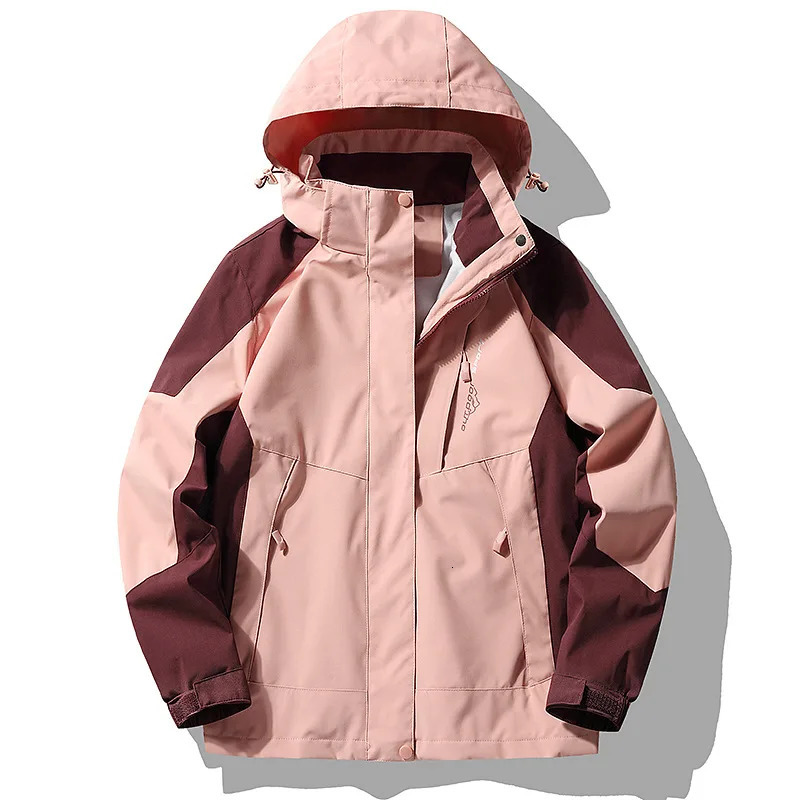 Womens hooded jacket waterproof jacket womens zippered jacket spring and autumn casual work jacket fashionable outdoor adventure jacket 240516