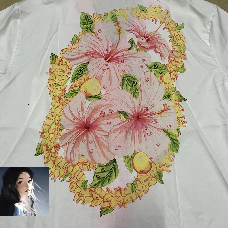 Flower Print Hawaii Beach Short Shirt Thin Beach Loose Clothes Men Women Surf T-Shirt 240518