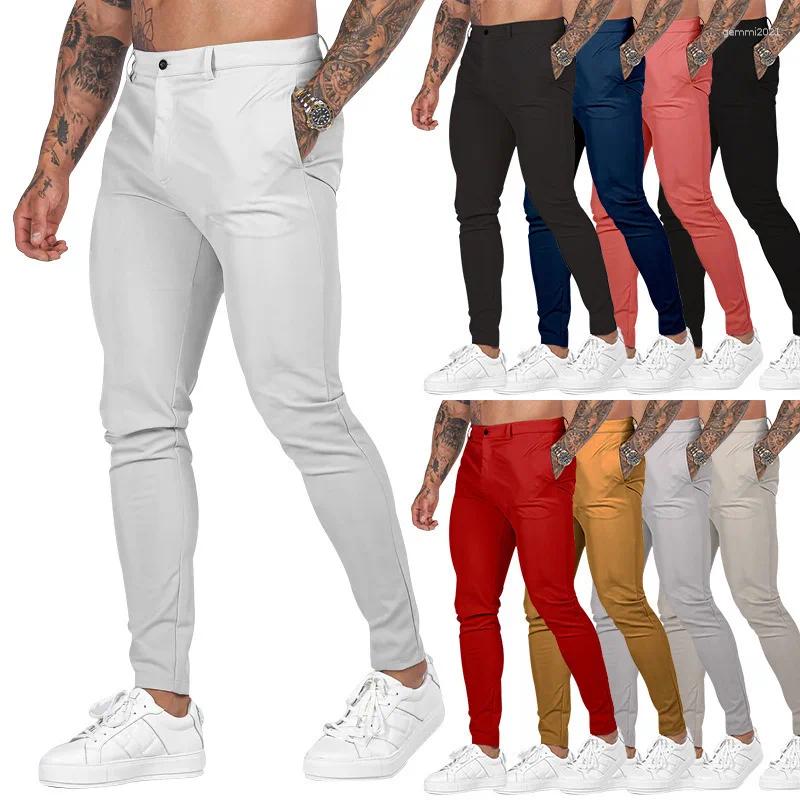 Pants Mens Chino Flat-Front Dress Stretch Casual Cotton Regular Fit Skinny Tapered Trousers z Z260315