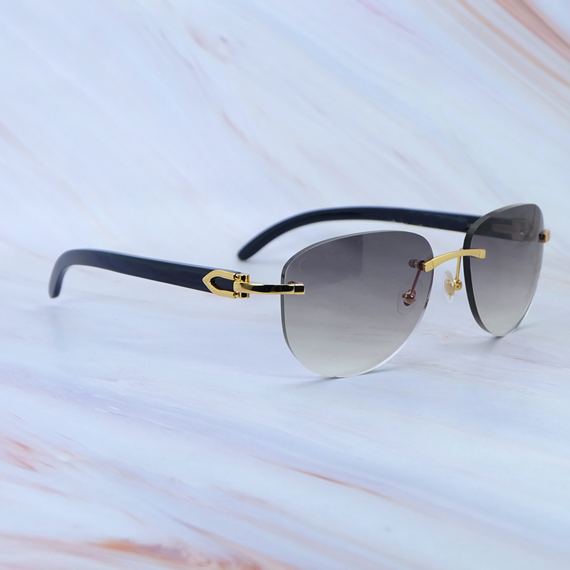 Black Buffalo Horn Oval Sun Glasses For Men And Women Designer Carter Luxury Designer Vintage Sunglasses Natural Buffs Gafas De Sol Hombre