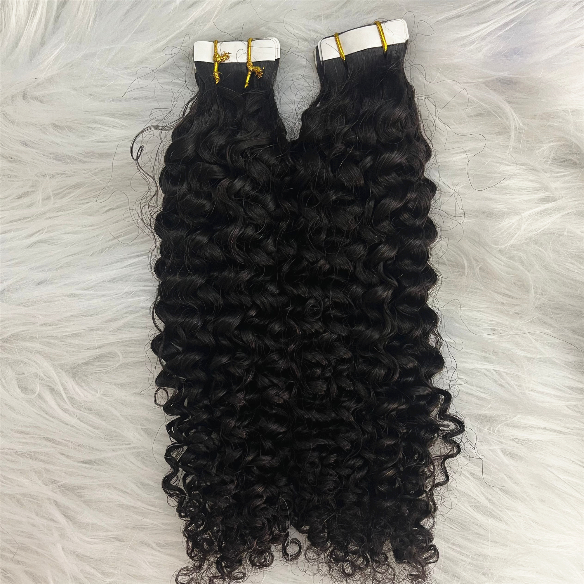 Kinky Curly Tape in Human Hair Extensions #1B Natural Black Skin Weft Tape on Hair Extension 100g/40pcs