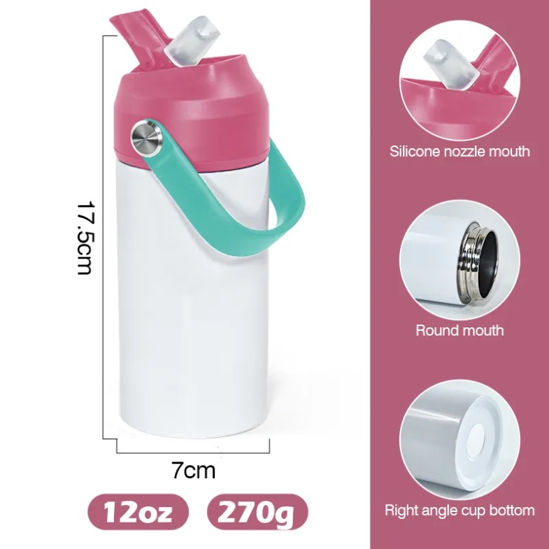 US Ship 12Oz New Sublimation Kids Tumbler Children Student Sports Water Bottle 350Ml Blank White Stainless Steel Portable Drink Cup 5 Colors 0513 JJ 5